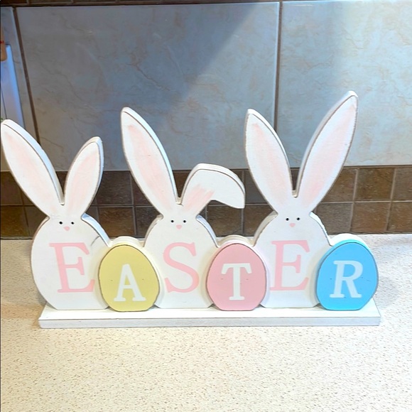 Other - NWT Wooden Pastel Easter Bunny Shelf Decor 10x15